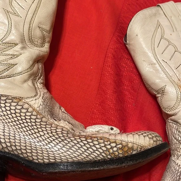 Vintage cobra skin men’s boots & belt with cobra head & leather upper (Mlb) - Picture 14 of 16